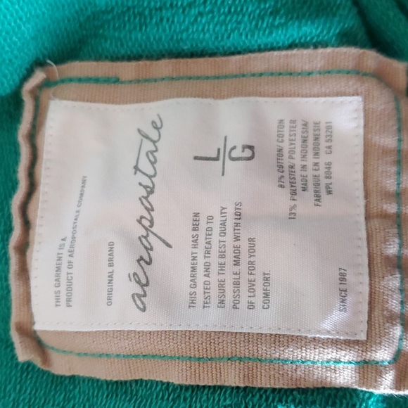 Aeropostale Green Zip Up Hoodie Sz Lg - Picture 4 of 6
